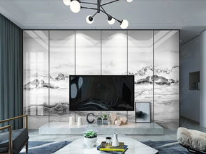 新中式山水水墨石纹大理石背景墙 设计美学与实用素材